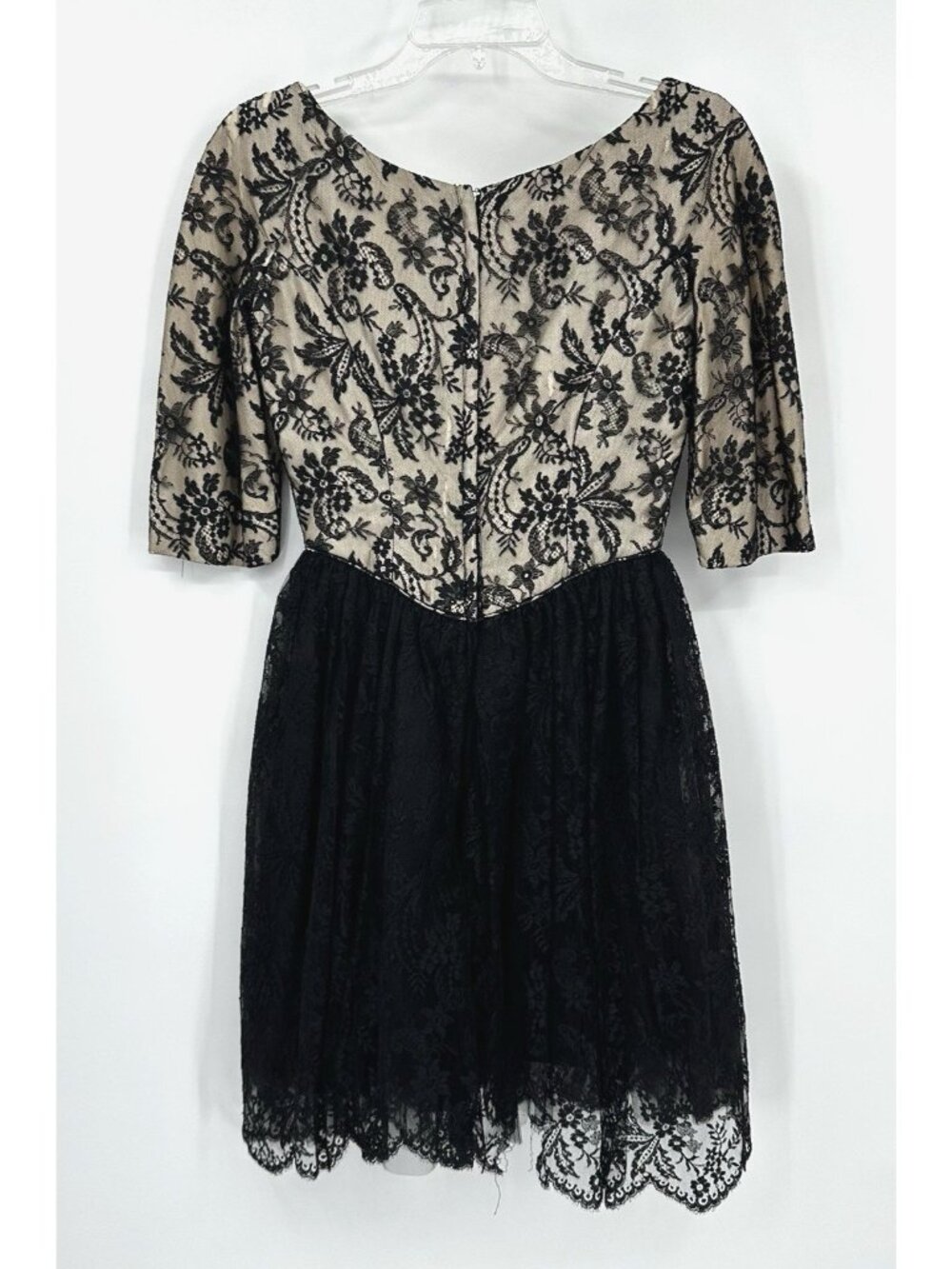 VINTAGE 50S COCKTAIL DRESS XS black lace fit flare party special occasion retro - Picture 9 of 14